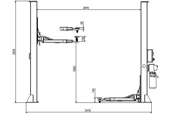 Подъемник автомобильный  двухстоечный с напольной рамой TS-4M (ручка-съем)